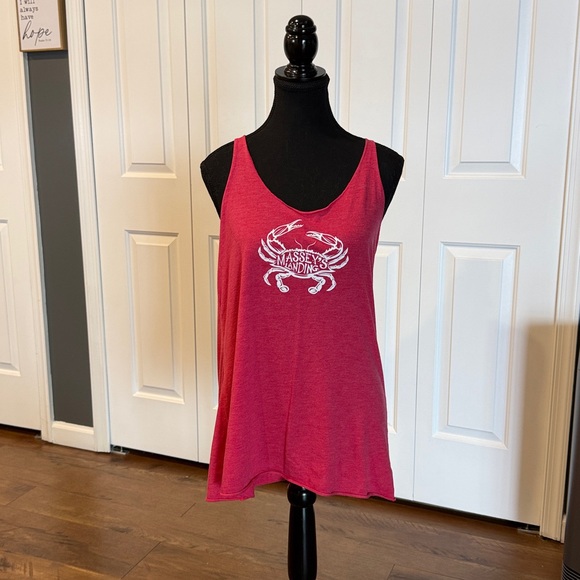 Next Level Apparel Coral Tank Top with Crab Design Vintage Massey’s Landing - Picture 9 of 9